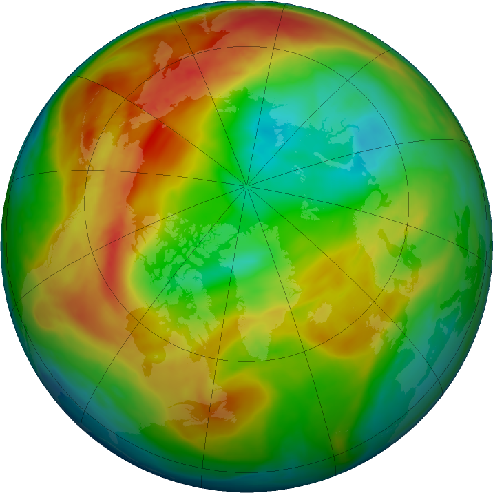 Arctic ozone map for 03 February 2020